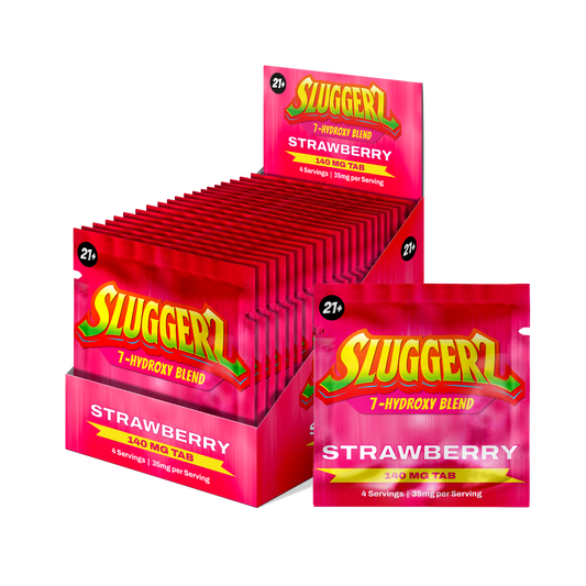 Sluggerz 7OH Strawberry 140mg – 20ct shelf pack display with single sachet